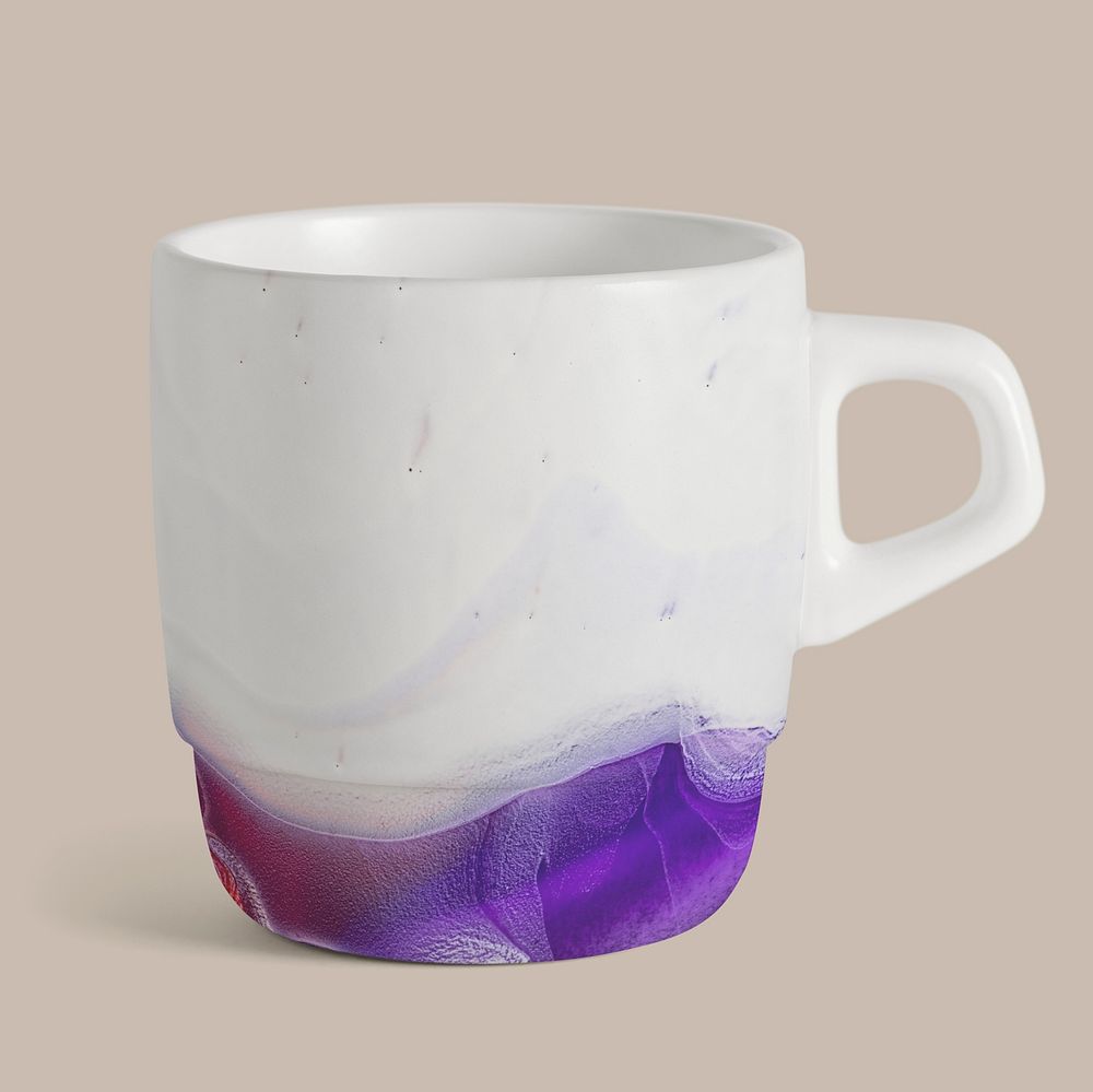 White marble mug handmade experimental art with design space