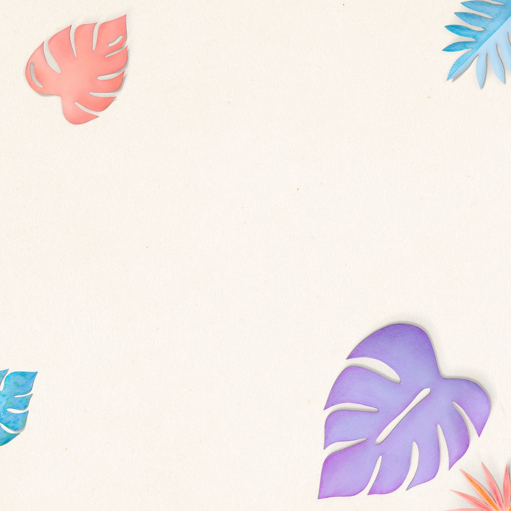 Paper craft leaf border  psd with pastel monstera