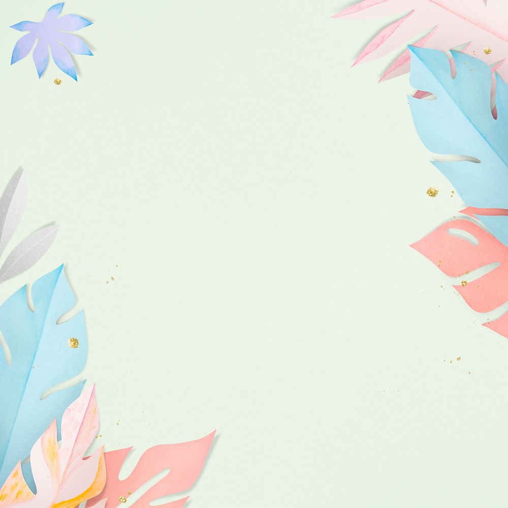 Pastel monstera leaf border psd in paper craft style