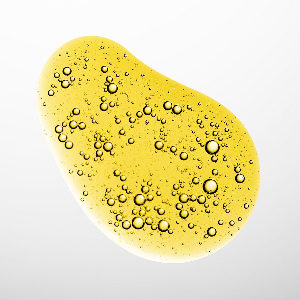 Yellow oil liquid bubble macro psd cosmetic product
