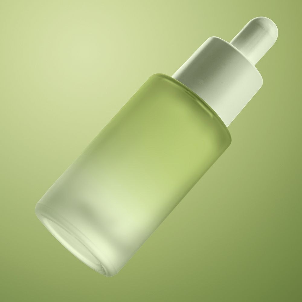 Green cosmetic dropper bottle product packaging for beauty and skincare