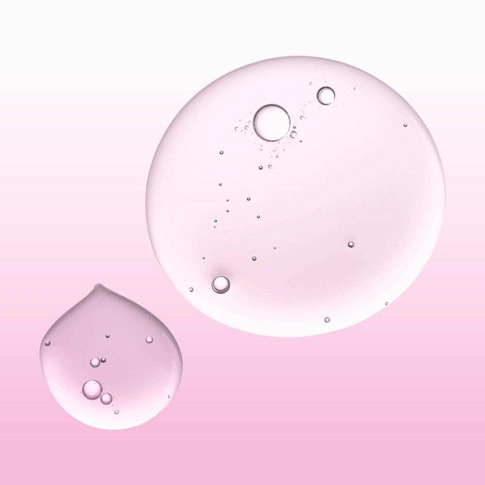 Pink oil liquid bubble macro vector cosmetic product
