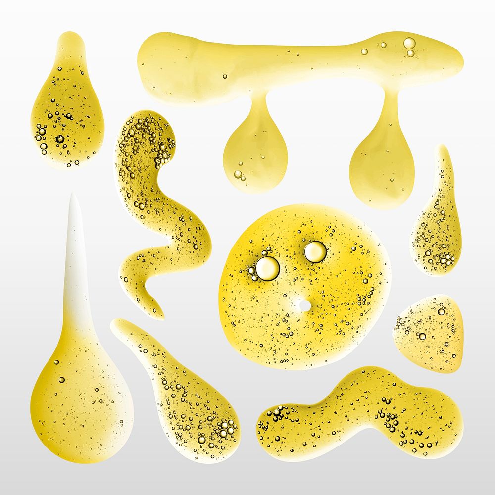 Gold oil liquid bubble macro vector cosmetic product