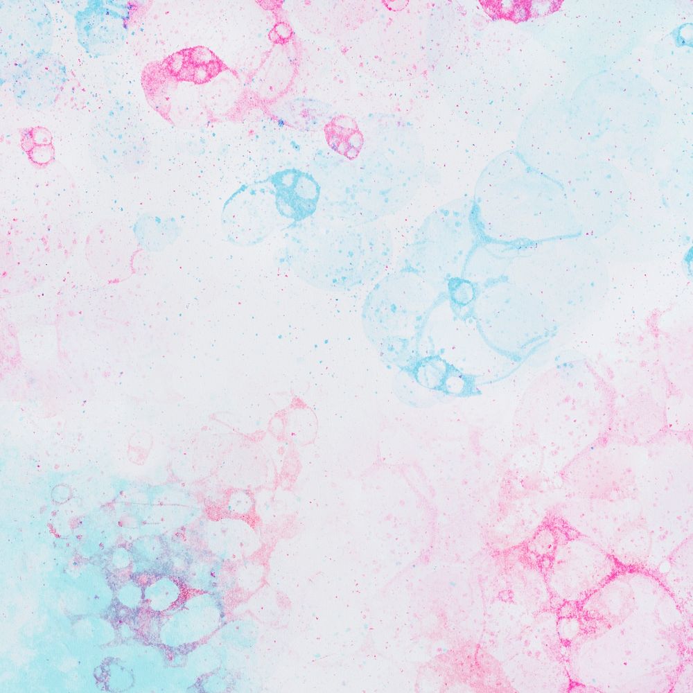 Pastel blue and red bubble art on light background feminine style
