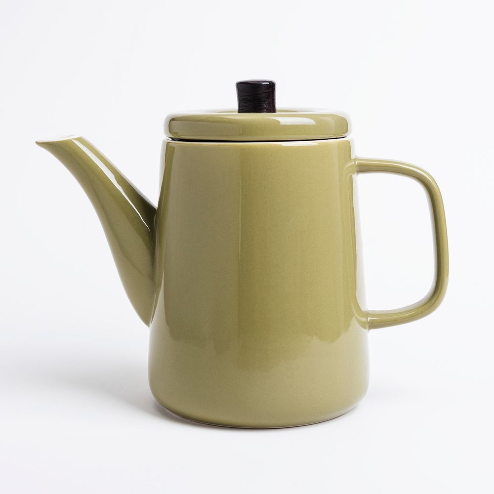 Simple green tea pot white background