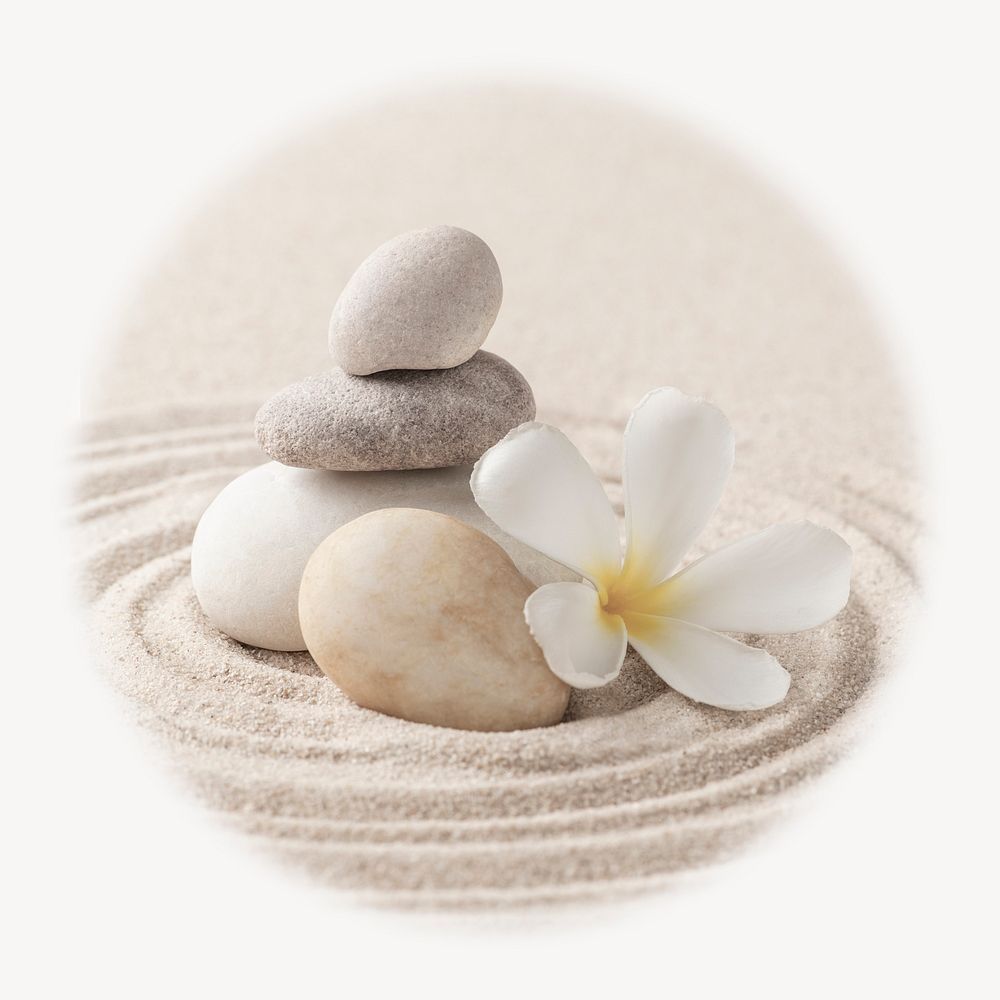 Zen stones blur edge circle badge, wellness photo 