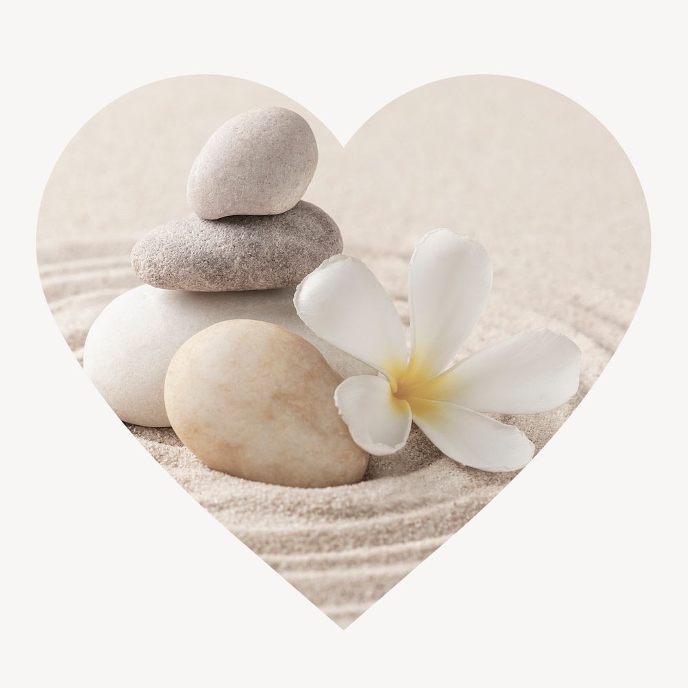 Zen stones heart shape badge, wellness photo