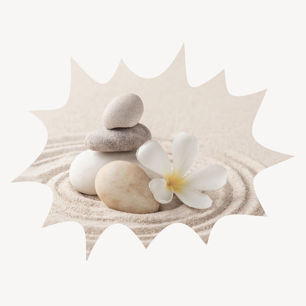 Zen stones bang shape badge, wellness photo 
