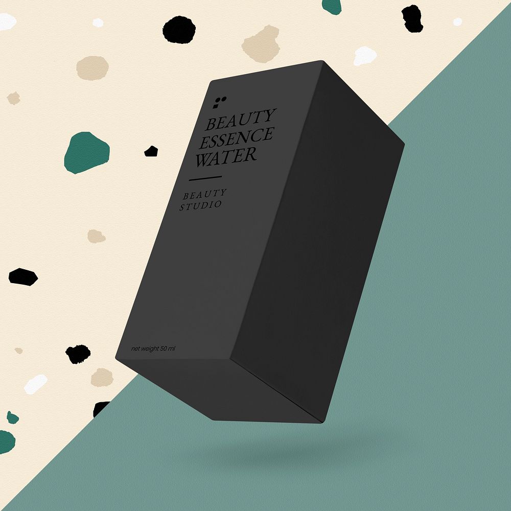 Black paper box packaging for beauty product 