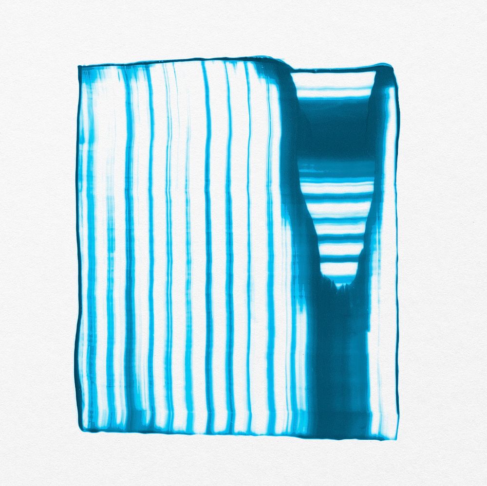 Blue comb painted texture psd square abstract handmade shape experimental art