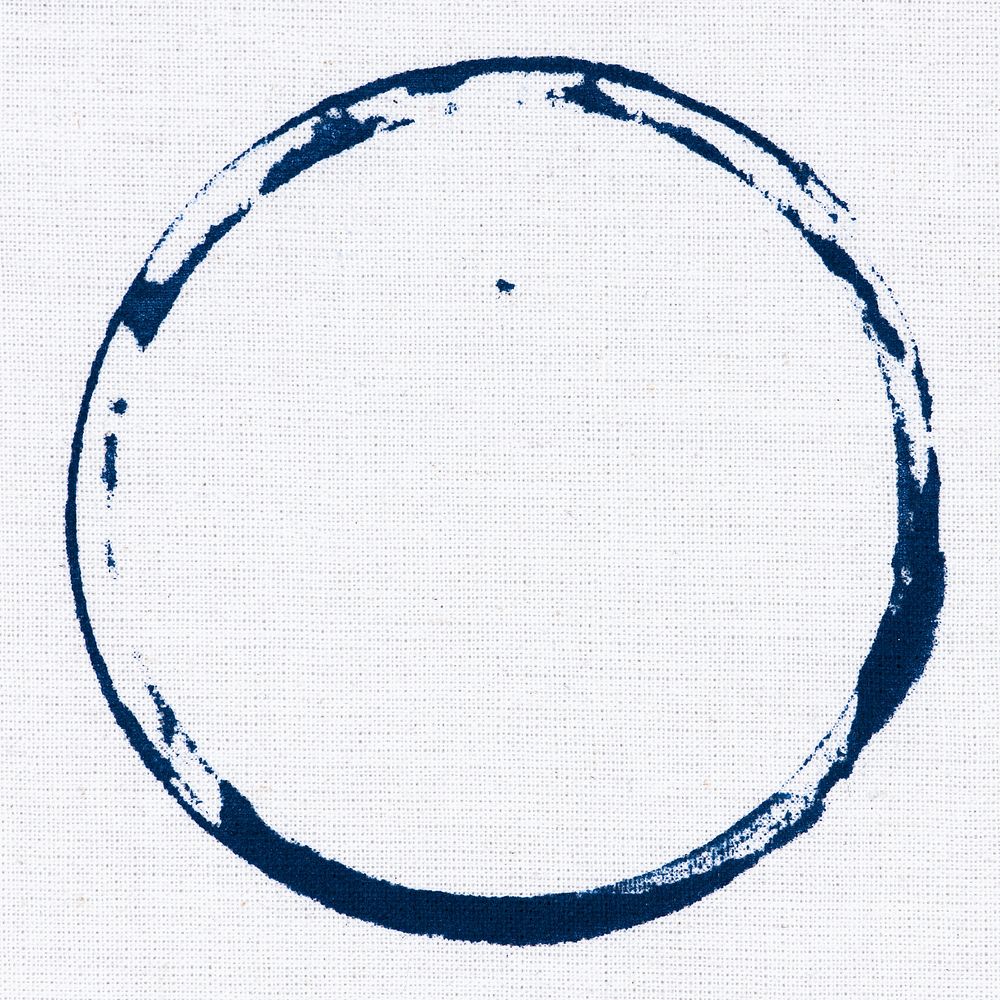 Circle stamped on white fabric
