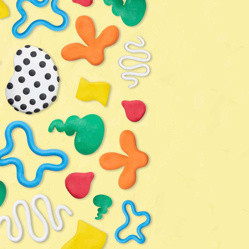 Plasticine clay patterned background vector in yellow colorful border DIY creative art for kids