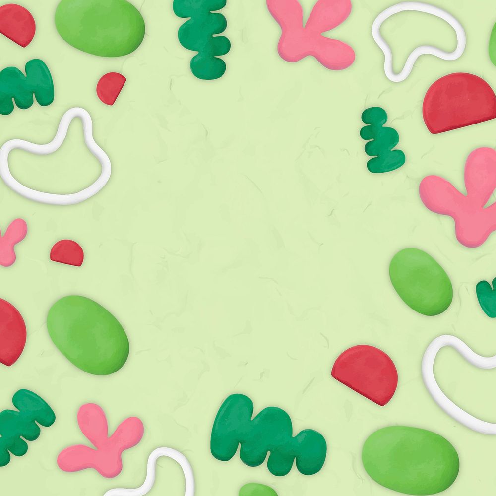 Kids clay patterned frame vector on green textured background creative craft for kids