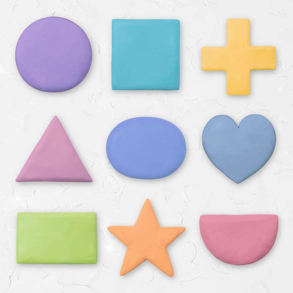 Dry clay geometric shapes vector pastel graphic for kids