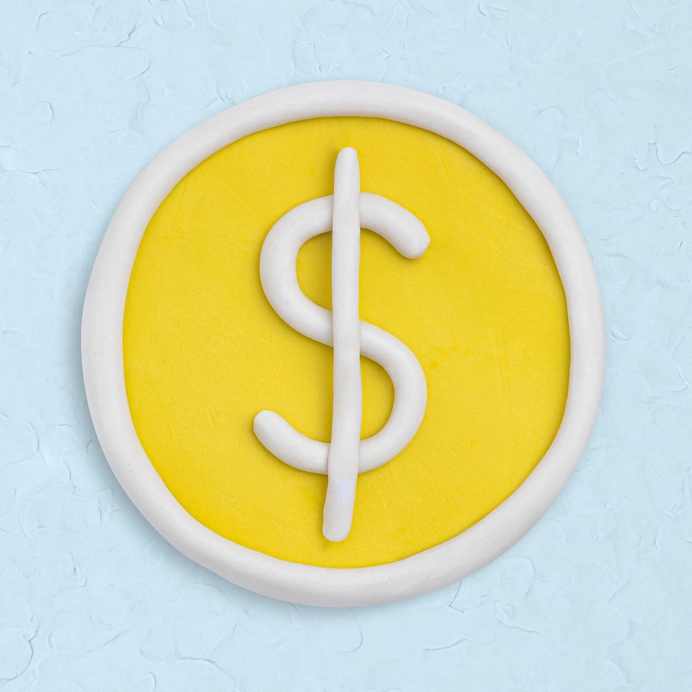 Dollar coin clay icon cute handmade finance creative craft graphic