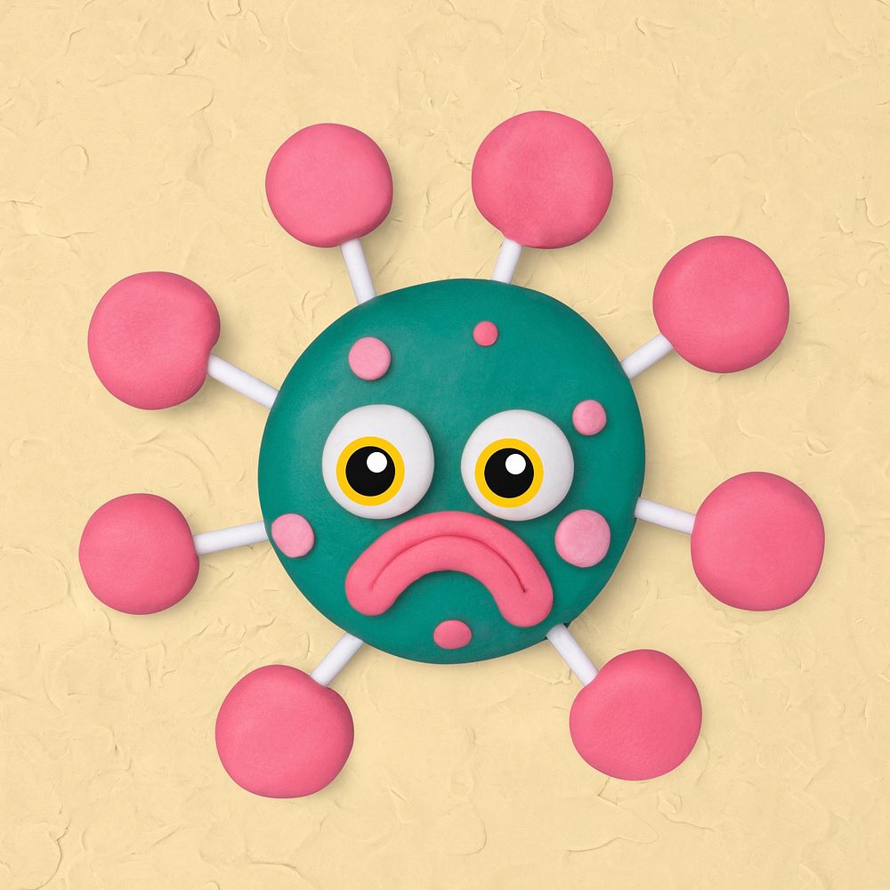 Covid-19 virus clay character psd cute handmade creative art for kids