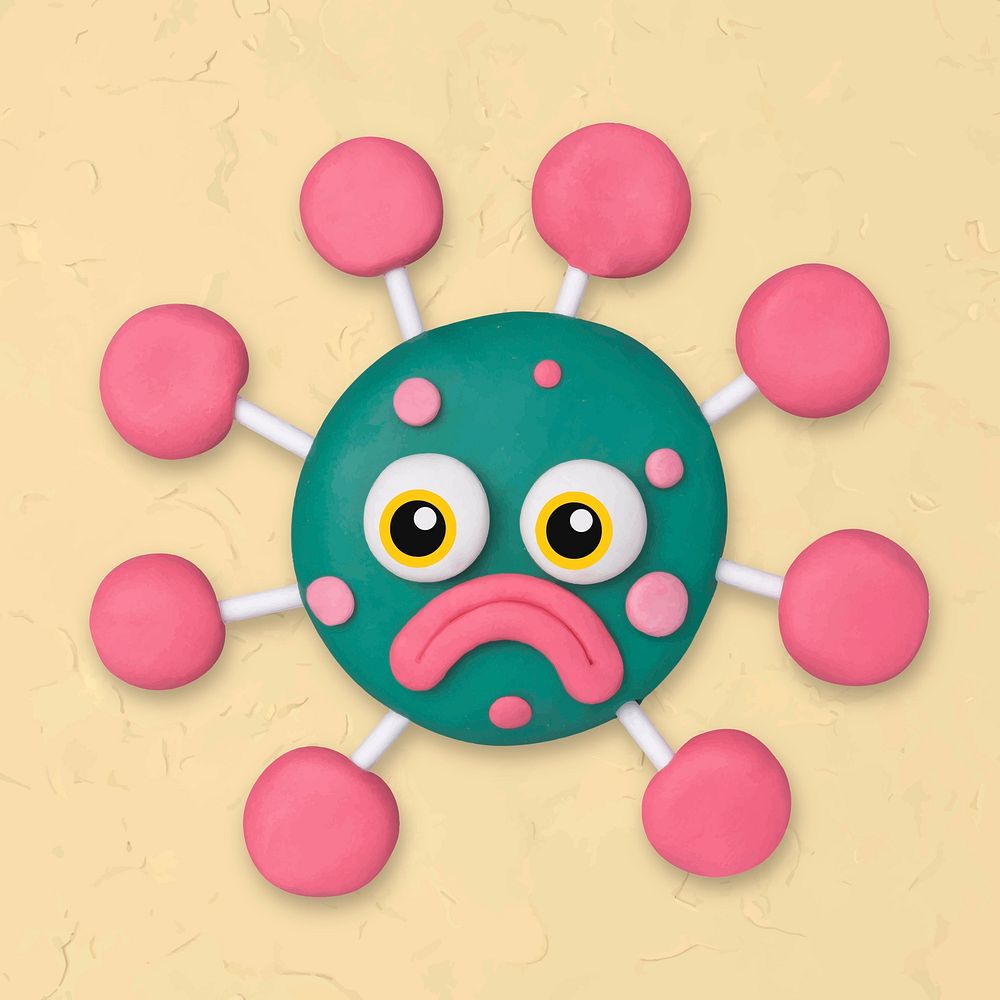 Covid-19 virus clay character vector cute handmade creative art for kids