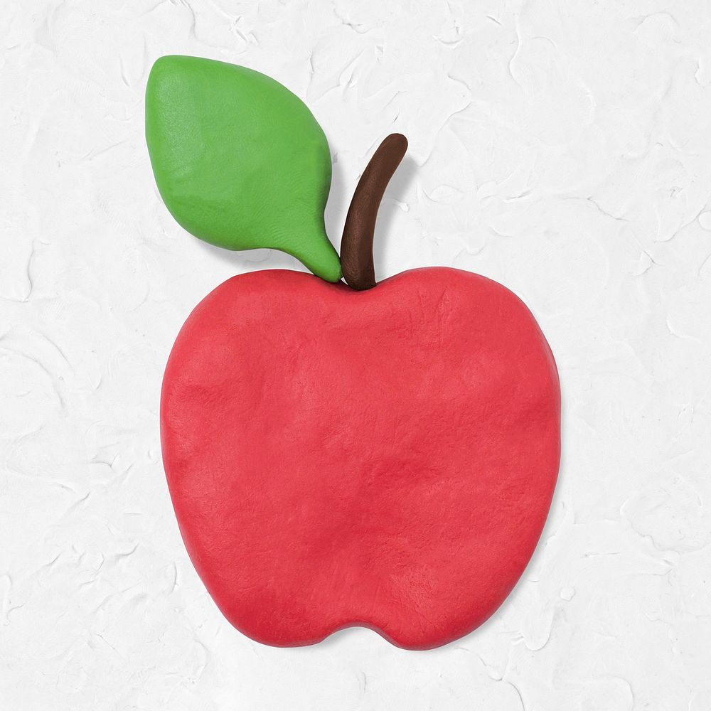 Cute apple clay fruit handmade creative art graphic