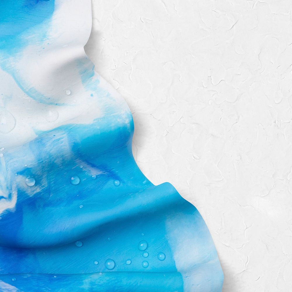 Blue tie dye border on plasticine clay textured aesthetic background DIY creative art