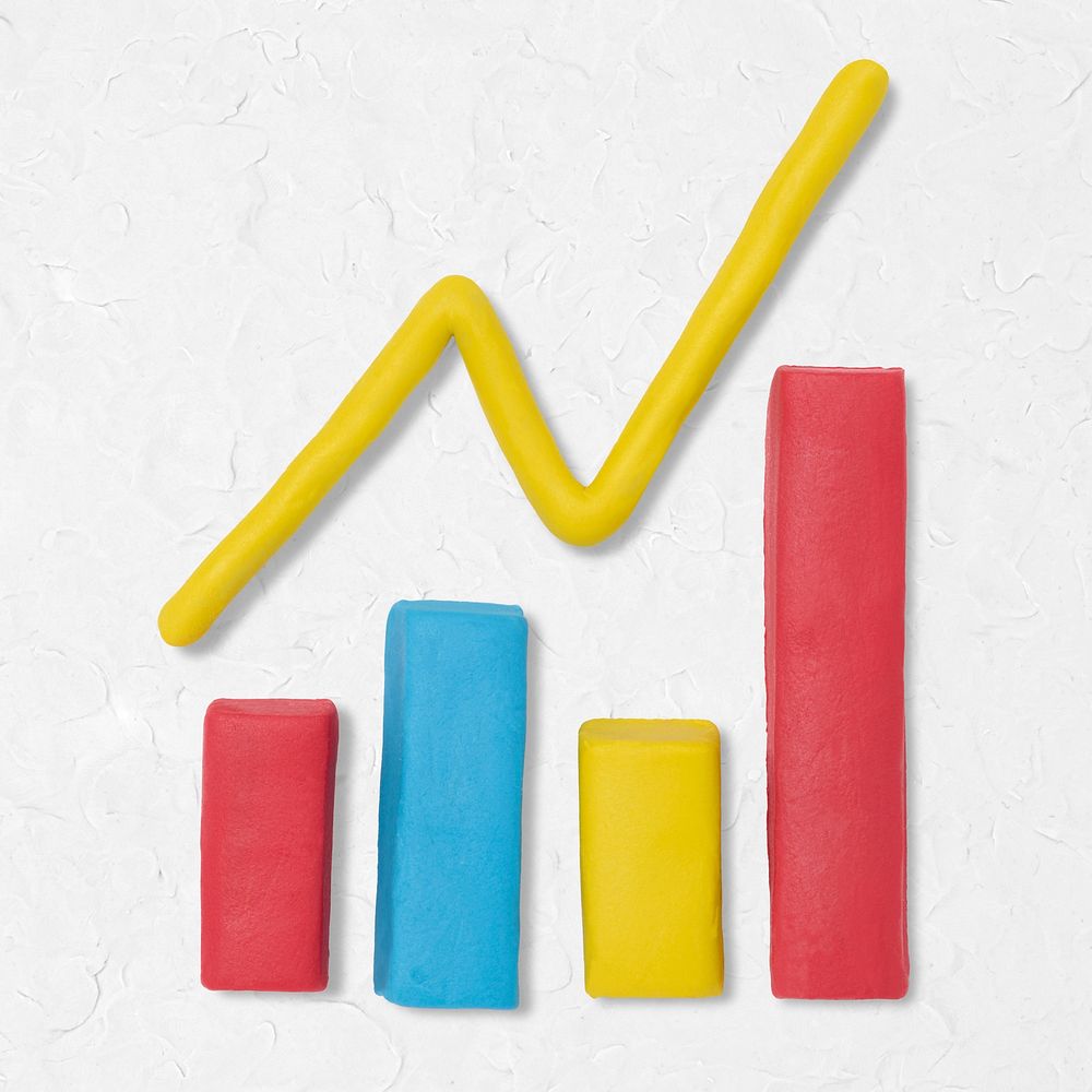 Bar chart clay icon cute handmade business creative craft graphic