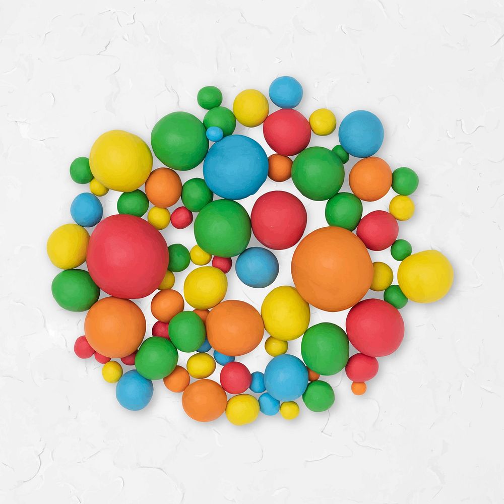 Colorful dry clay balls vector handmade creative art for kids