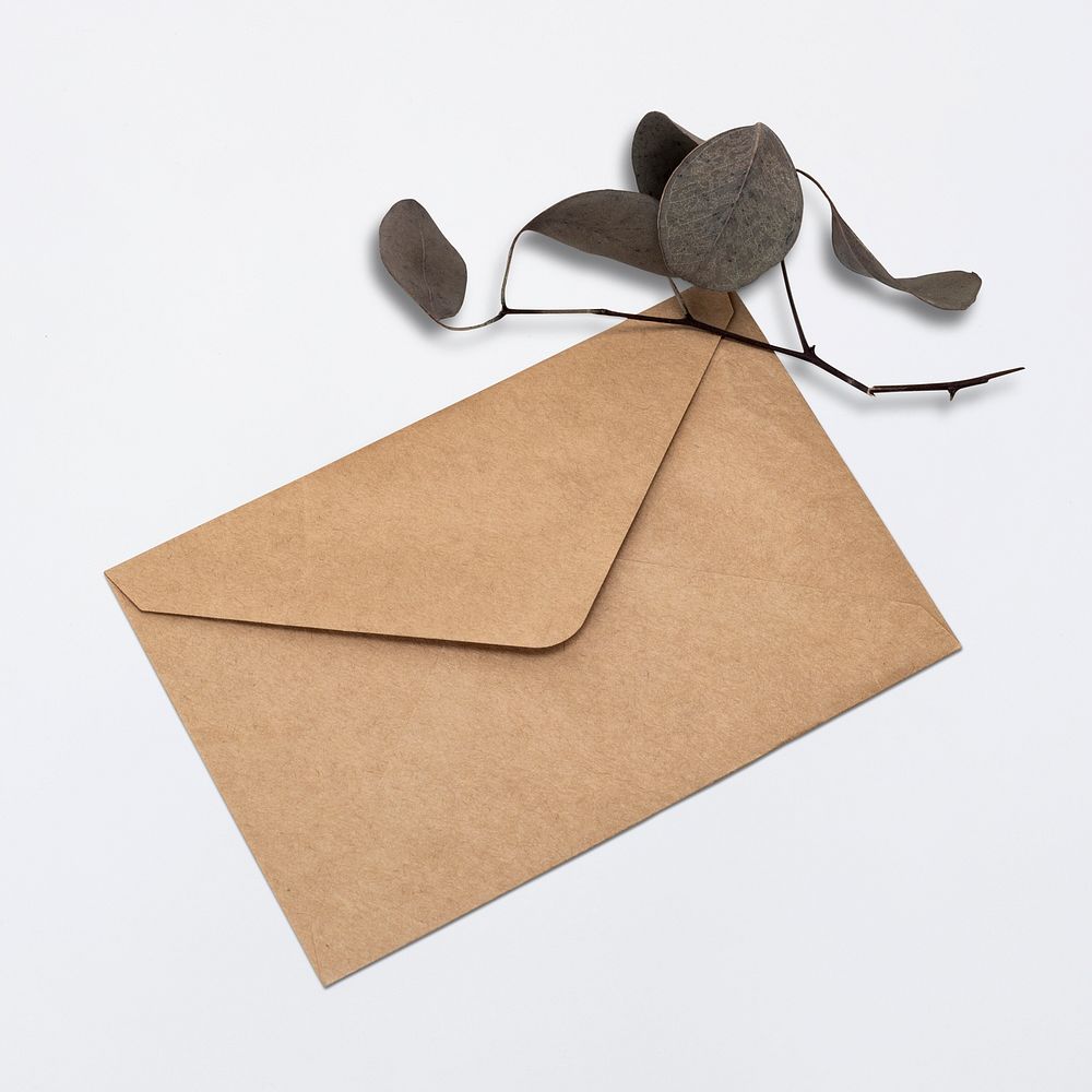Brown letter envelope stationery on the table