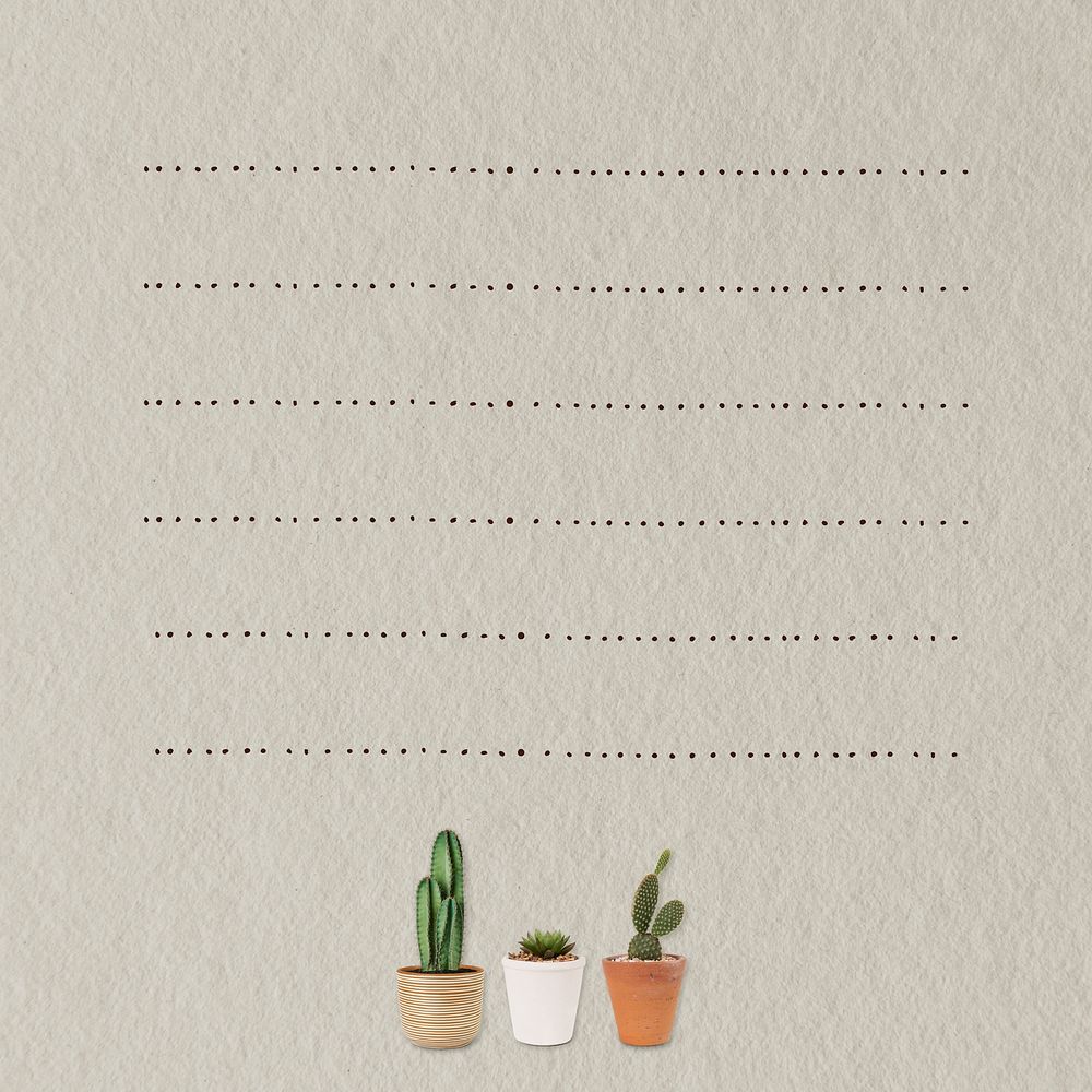 Paper note background with cactus plants