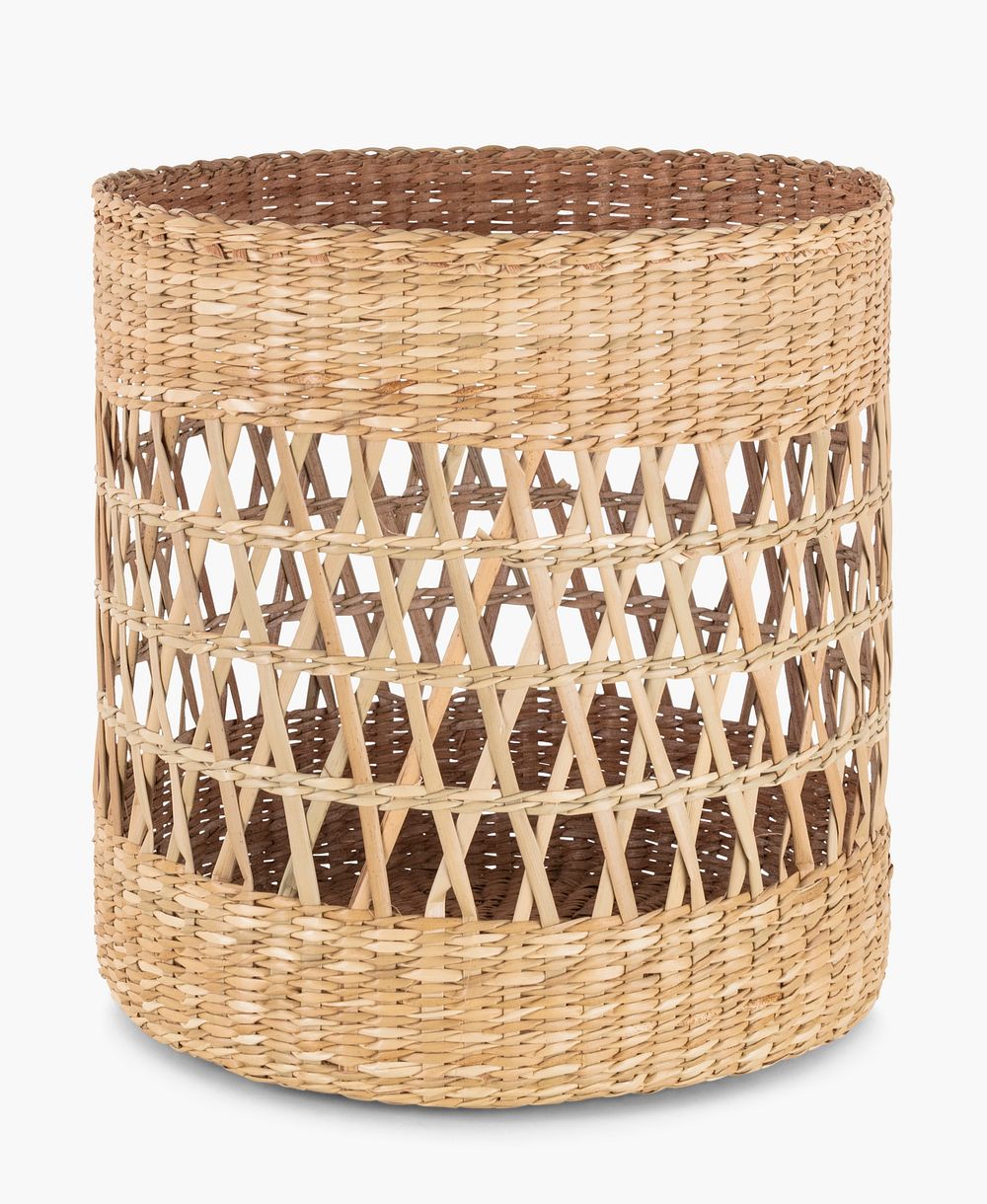 Asian woven basket psd mockup for home decor and plants