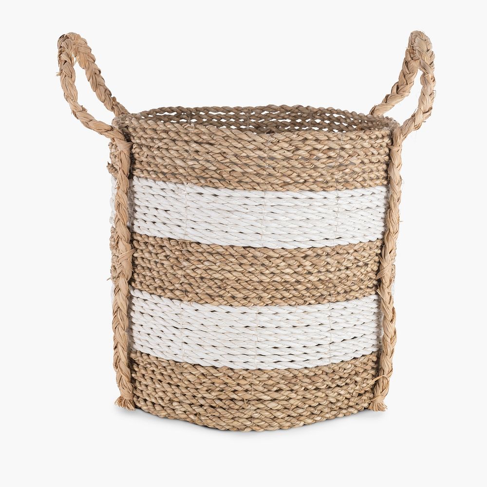 Woven rattan basket psd mockup with handles