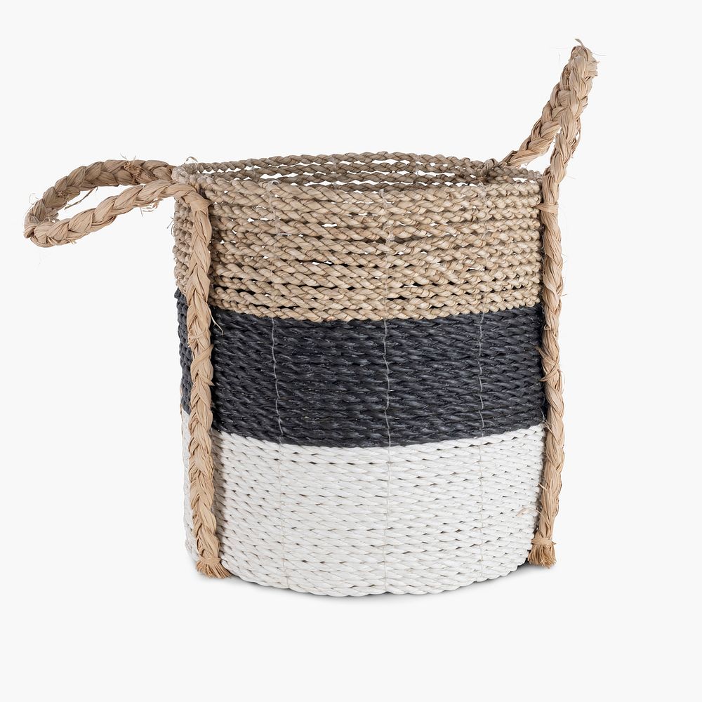 Woven rattan basket psd mockup with handles