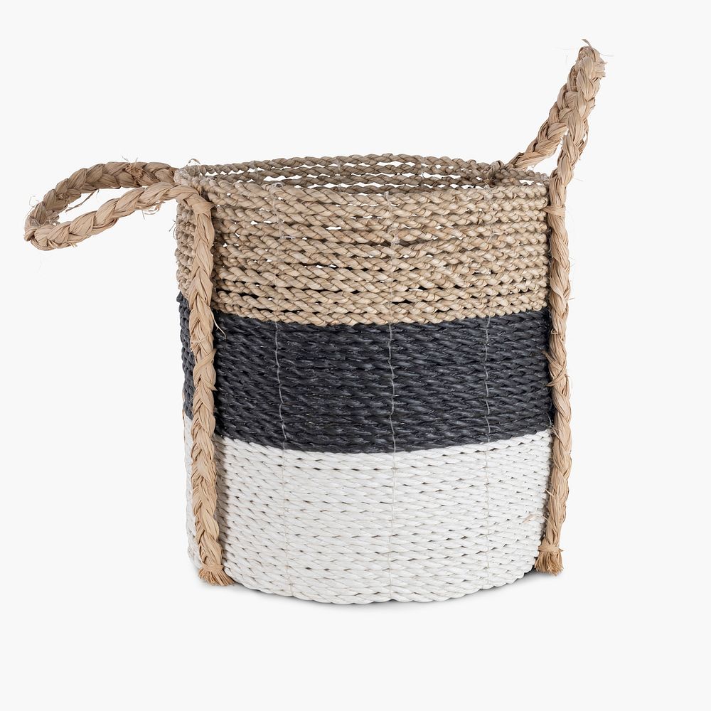 Woven African rattan basket with handles