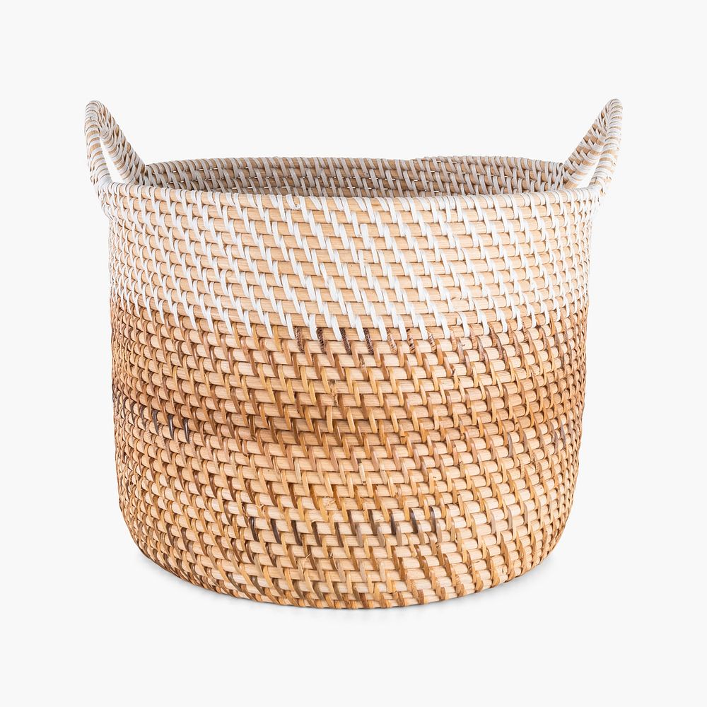 Woven rattan basket with handles