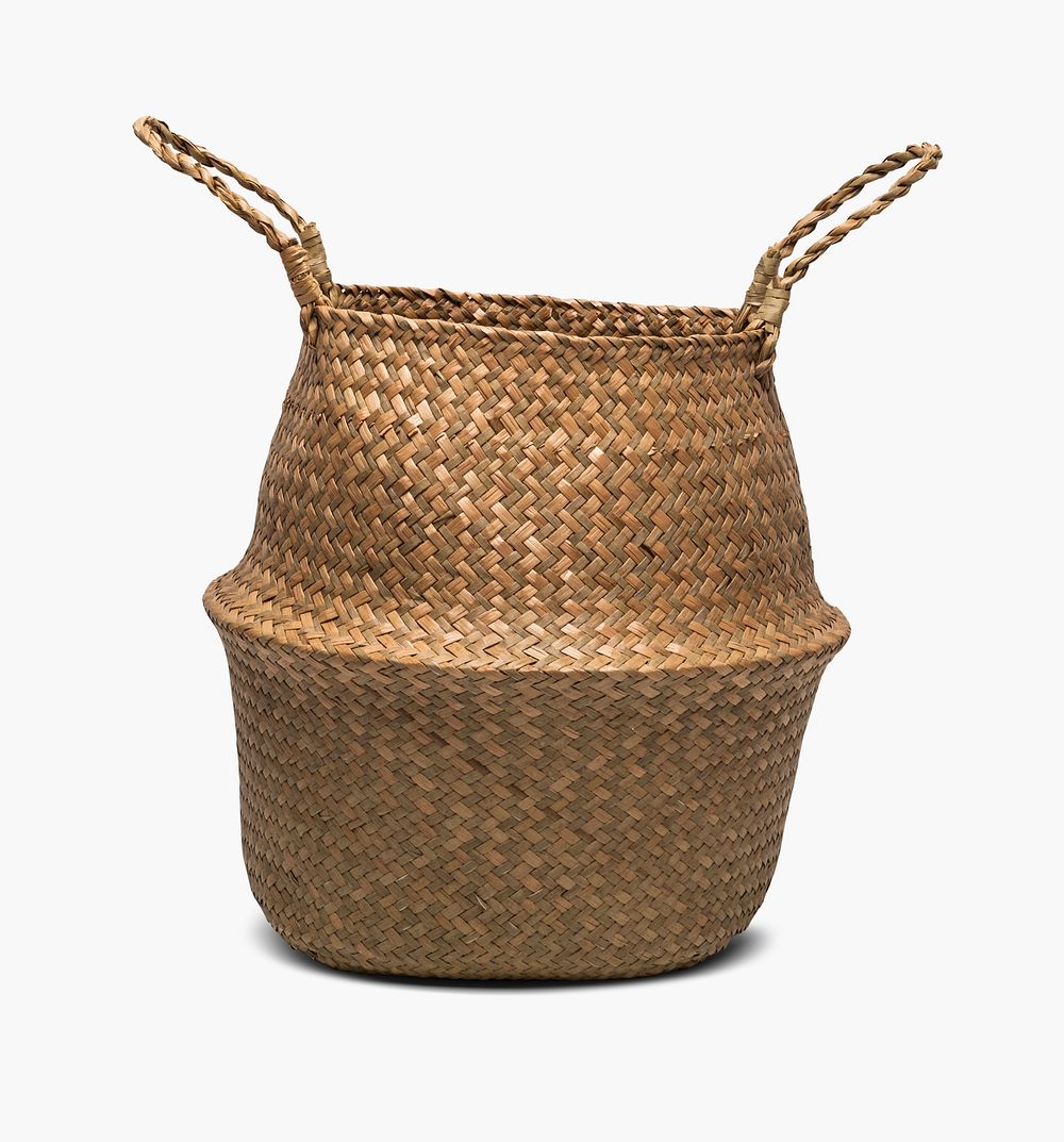 Woven seagrass rattan basket with handles
