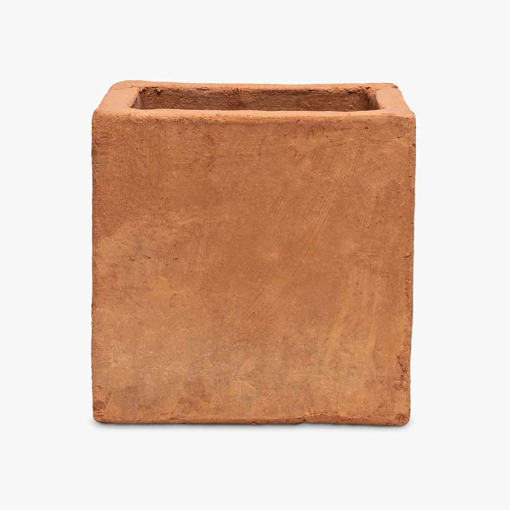 Terracotta plant pot mockup psd square shape