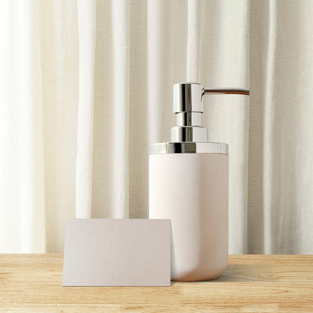 White pump soap bottle on a table