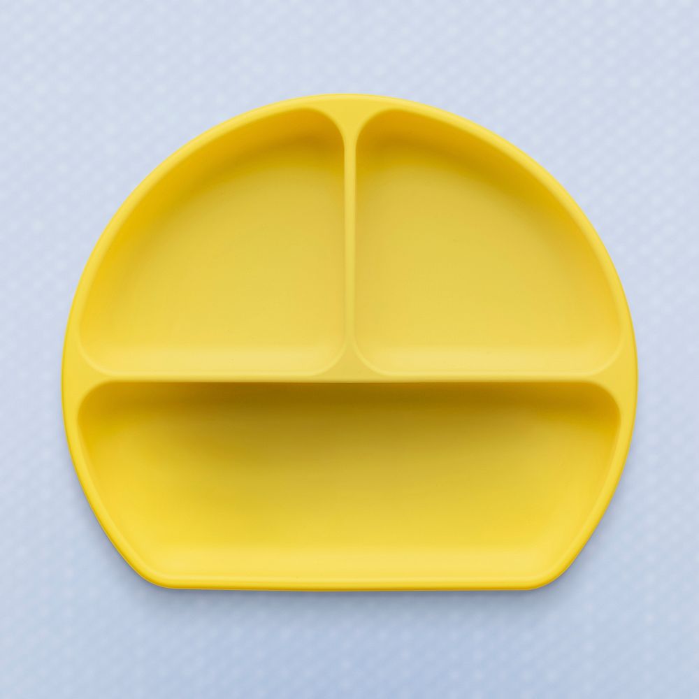 Baby plate silicone suction tableware in yellow