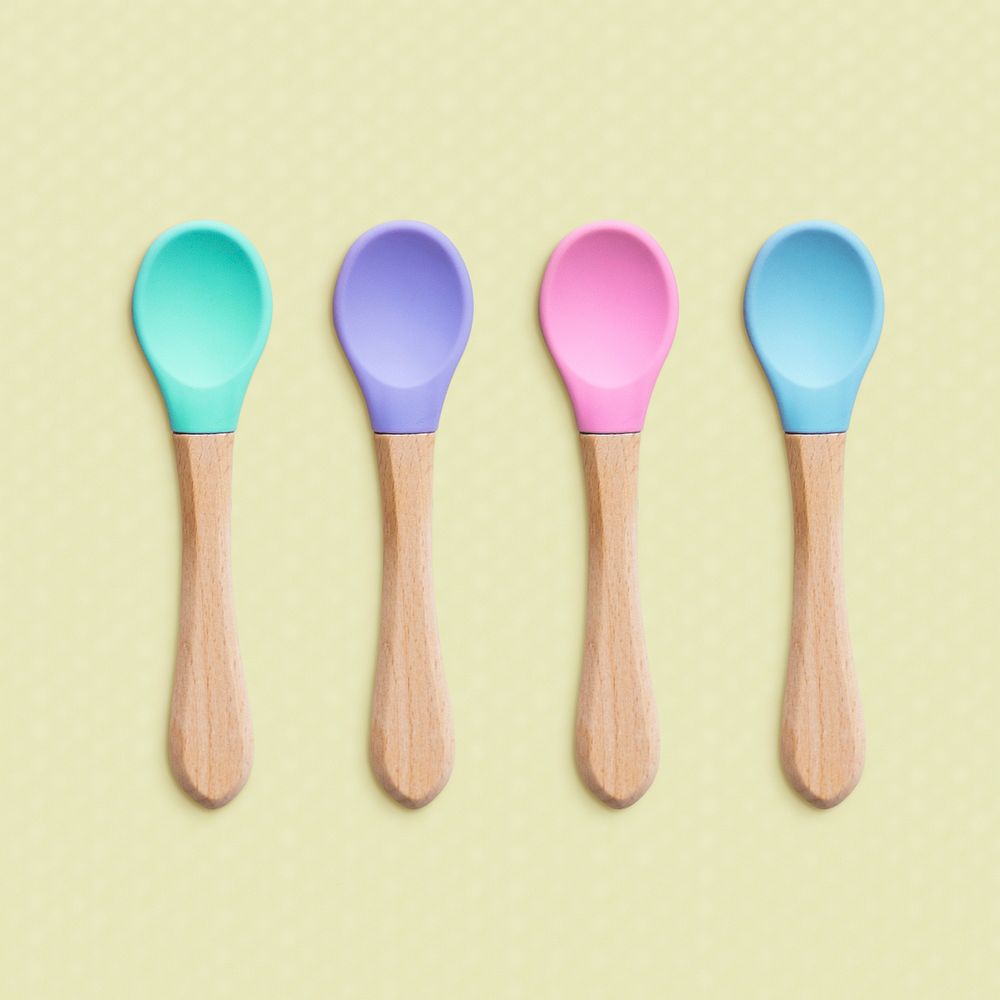 Bamboo baby spoon psd kids tableware set