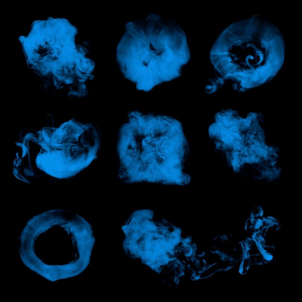 Smoke textured effect vector, in blue design set