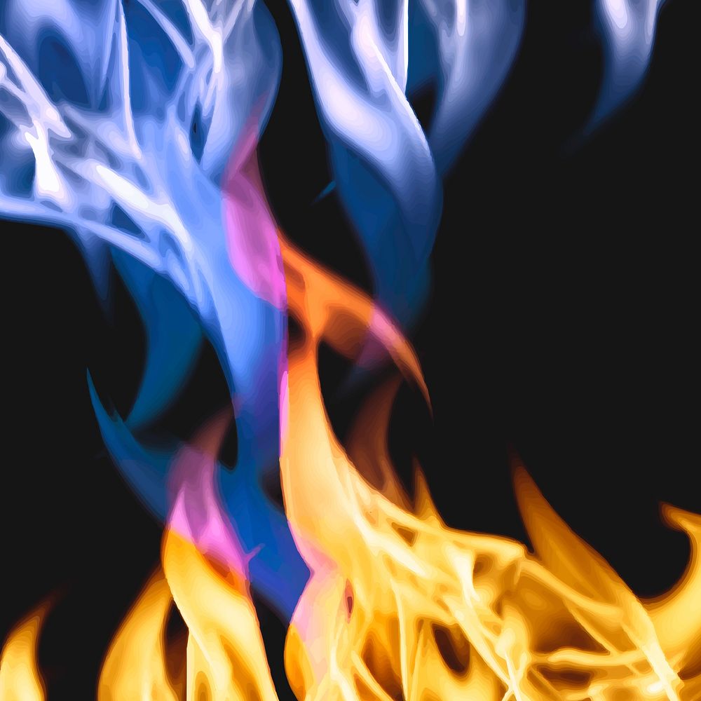 Aesthetic flame background, blazing blue fire vector