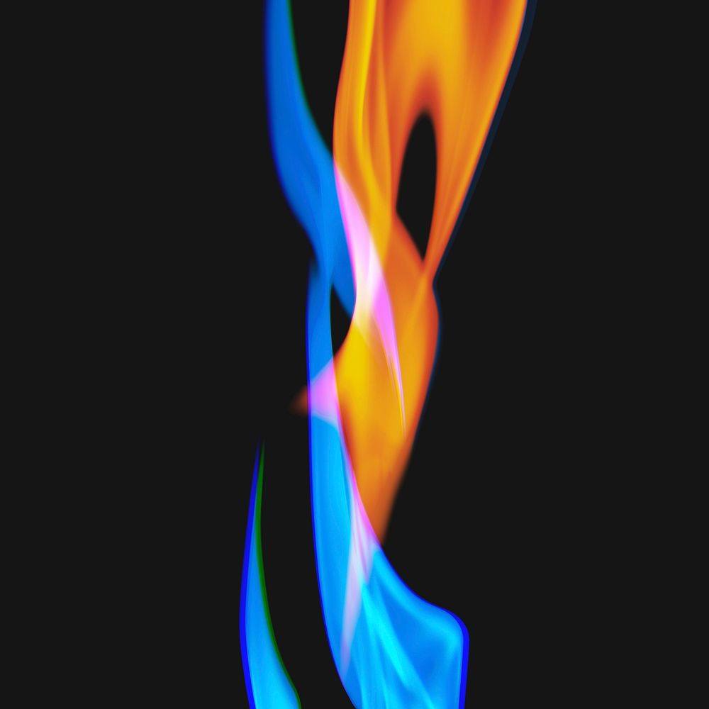 Blue flame background, burning fire psd