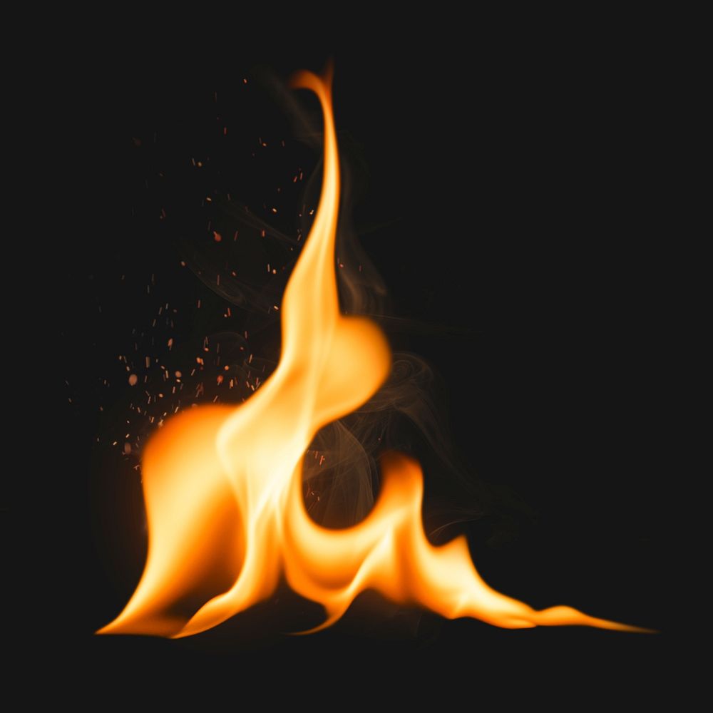 Campfire flame element, realistic burning fire image