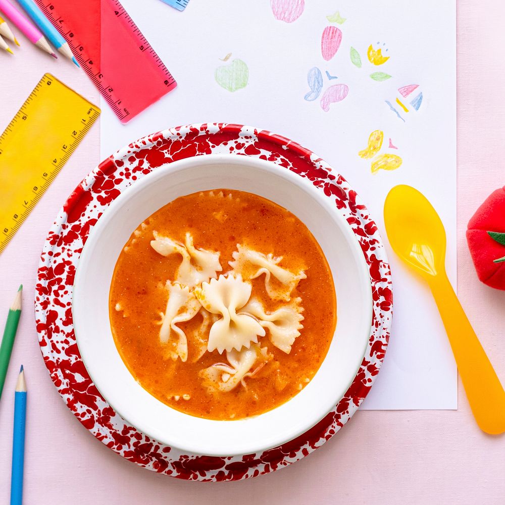 Pasta & tomato soup lunch for kids
