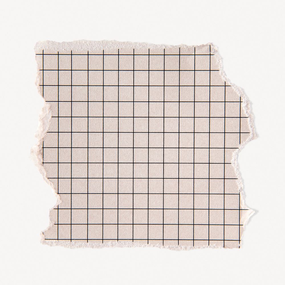 Pink torn grid paper note, stationery element psd