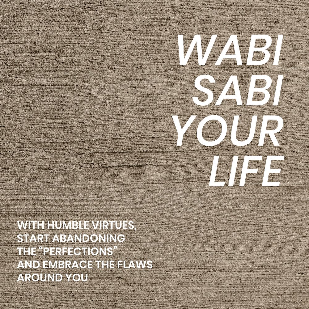 Textured social media template vector with wabi sabi your life text