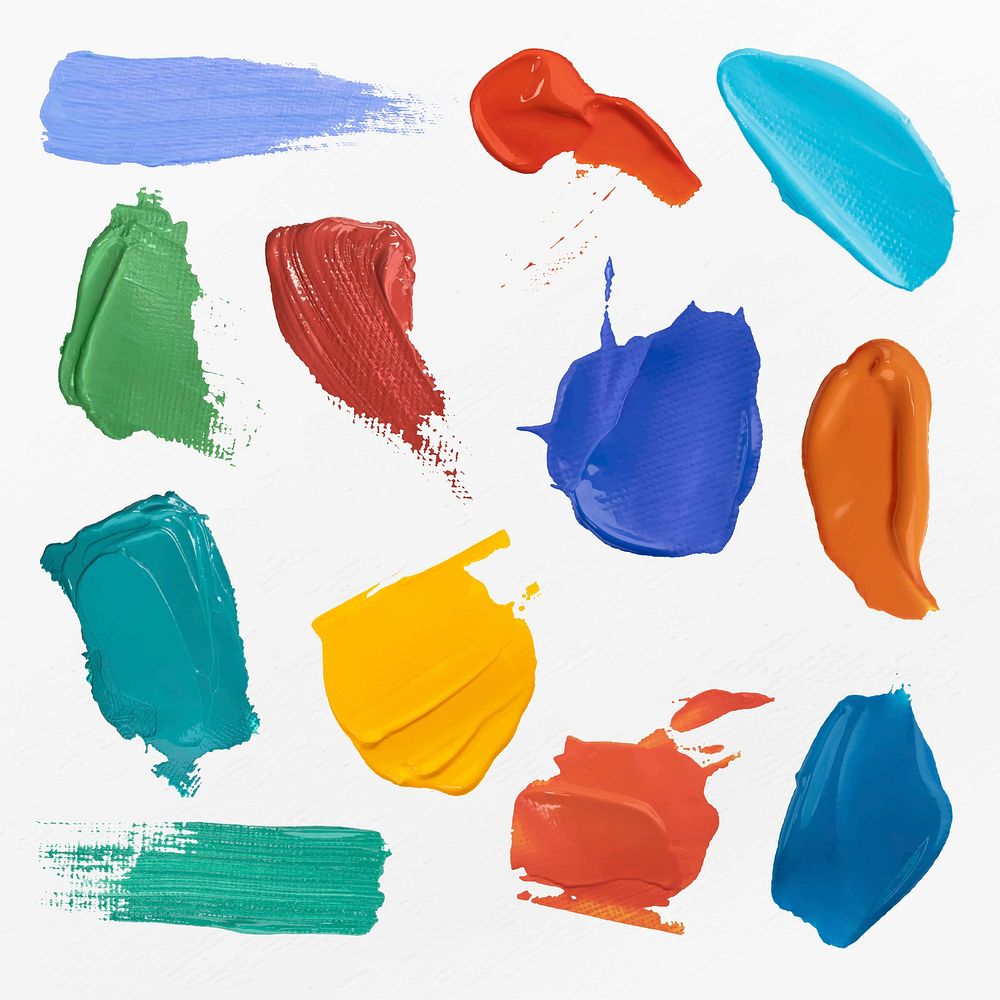 Colorful paint smear textured vector brush stroke creative art graphic collection