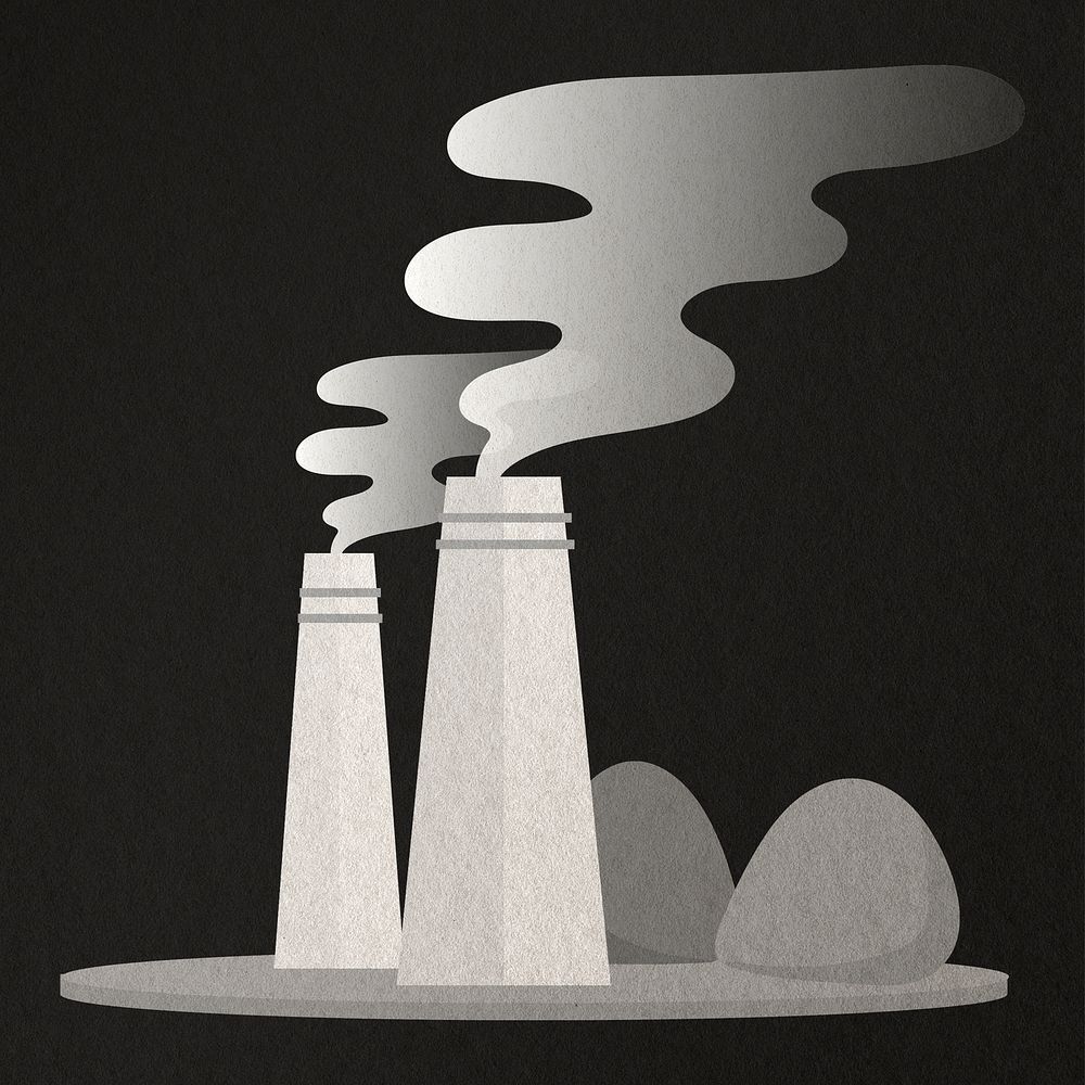 Coal power plants gray air pollution paper craft
