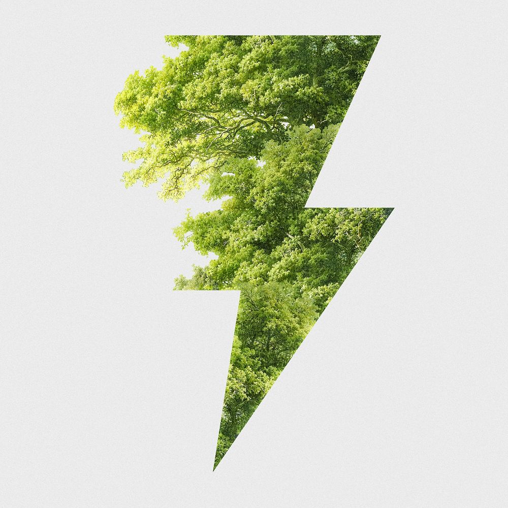 Sustainable energy lightning symbol green for earth day campaign