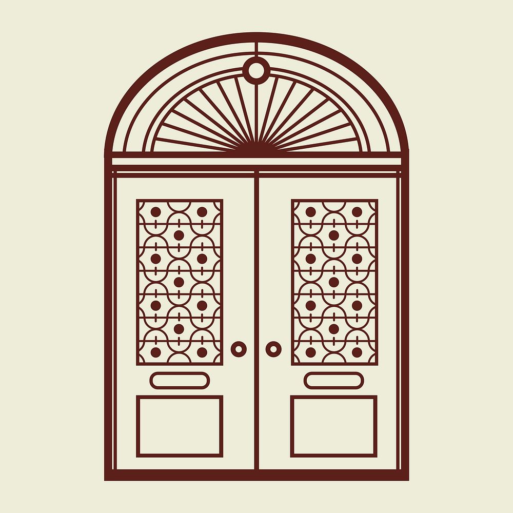 Retro doors logo psd business corporate identity illustration