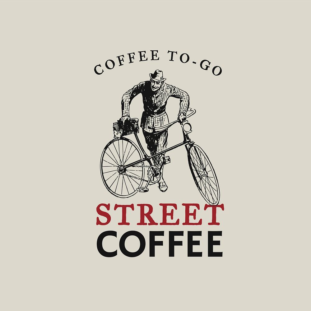 Coffee shop logo vector business corporate identity with text and bicycle