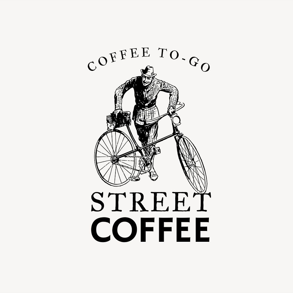 Coffee shop logo psd business corporate identity with text and bicycle